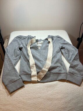 Womens XS G. Label by Goop Foster Gathered-Neck Grey Sweatshirt‎